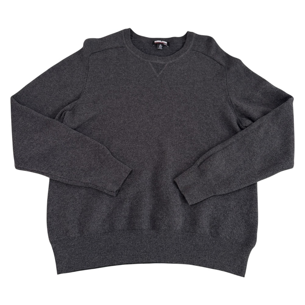 Kirkland‎ Signature Mens XL Merino Wool Pima Cotton Crewneck Sweater Gray Soft